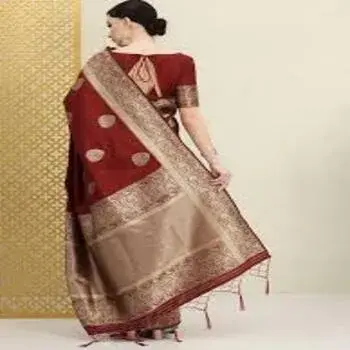 Ethnic Wedding Saree, Pattern : Embroidered