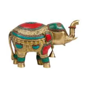  Studded Brass Elephant Statue