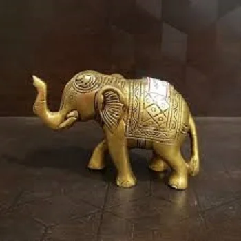 Golden Brass Elephant Statue