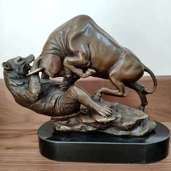 Bear Bull Bronze Sculpture 