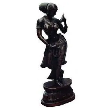  Brass Deep Laxmi Lamp In Black Bronze Scuplture