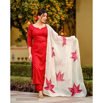 Women Fancy Red Kurtis