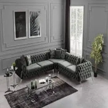 Suede Fabric Green Sofa Set