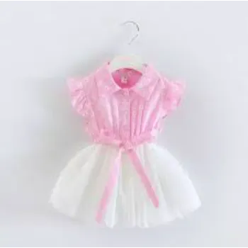 Girls Pink And White Frocks