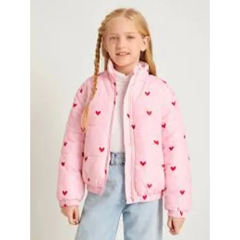 Girls Light Pink Puffer Jackets