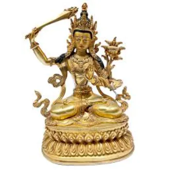  Manjushri  Gold Plated Statue