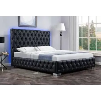 Leather Bed Black Color 