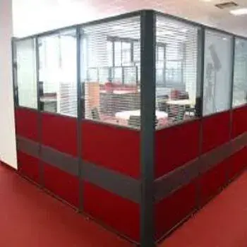 Red Glass & Aluminum Office Cabin