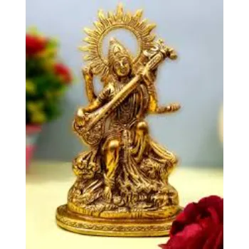 Saraswati  Gold  Plated Satue