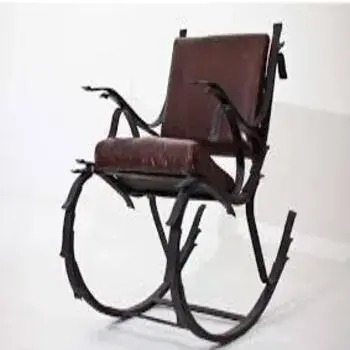 Steel And Leather Leaf Spring Chair