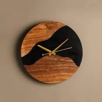  Desert Trail Wood Epoxy Wall Clock Round